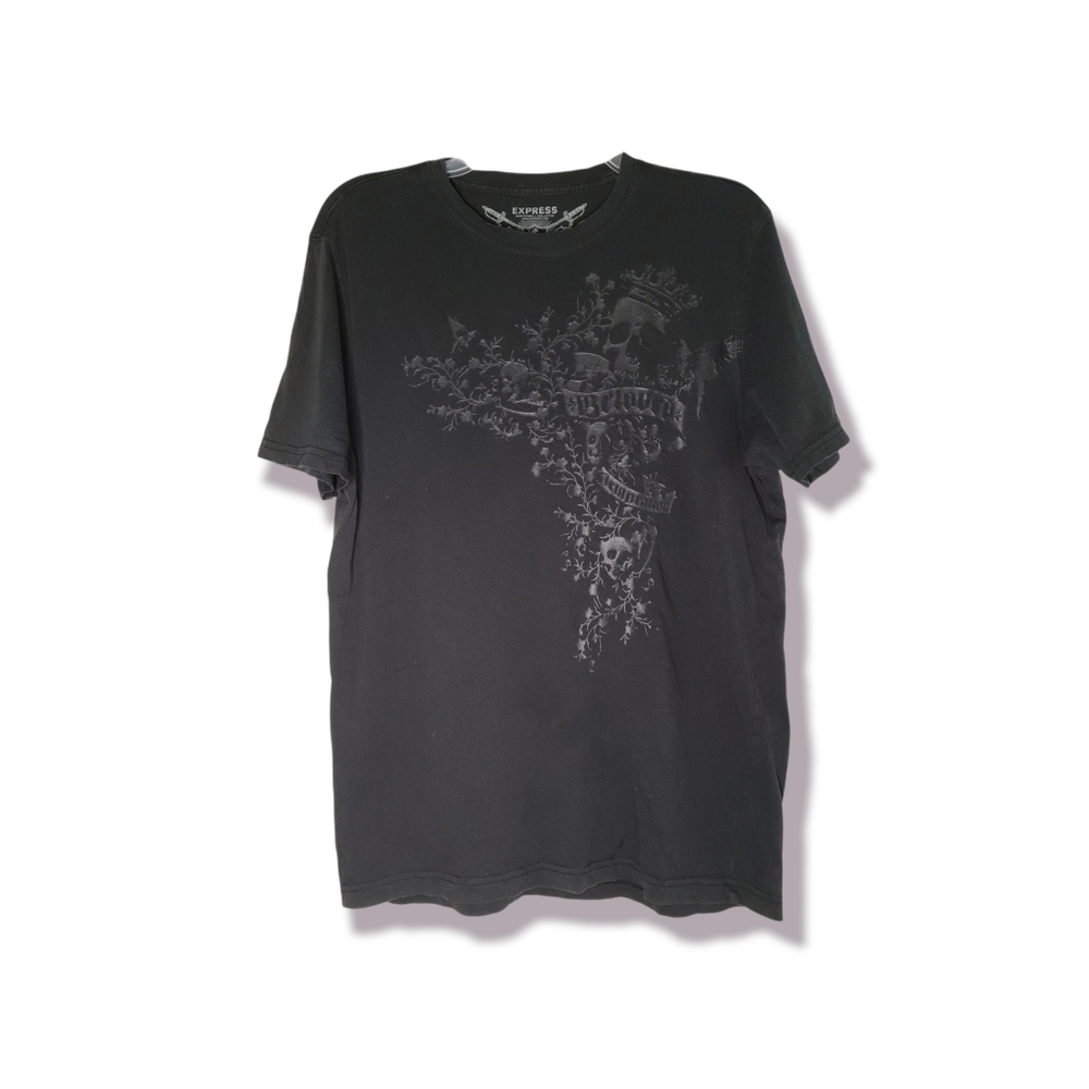 Express Black Men's Skull Print Tshirt M Medium